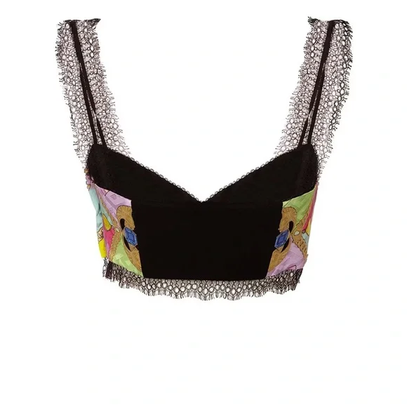 VERSACE TWILL Fan Printed Lace Bra sz IT 36/ US 0